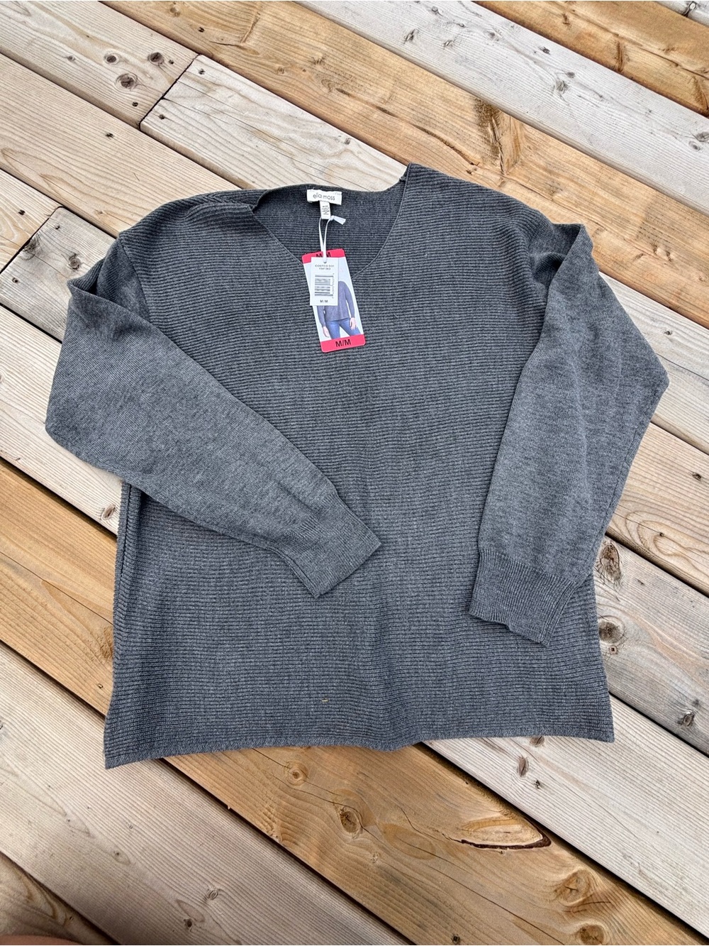 Ella Moss Women’s V-Neck Sweater - Gray